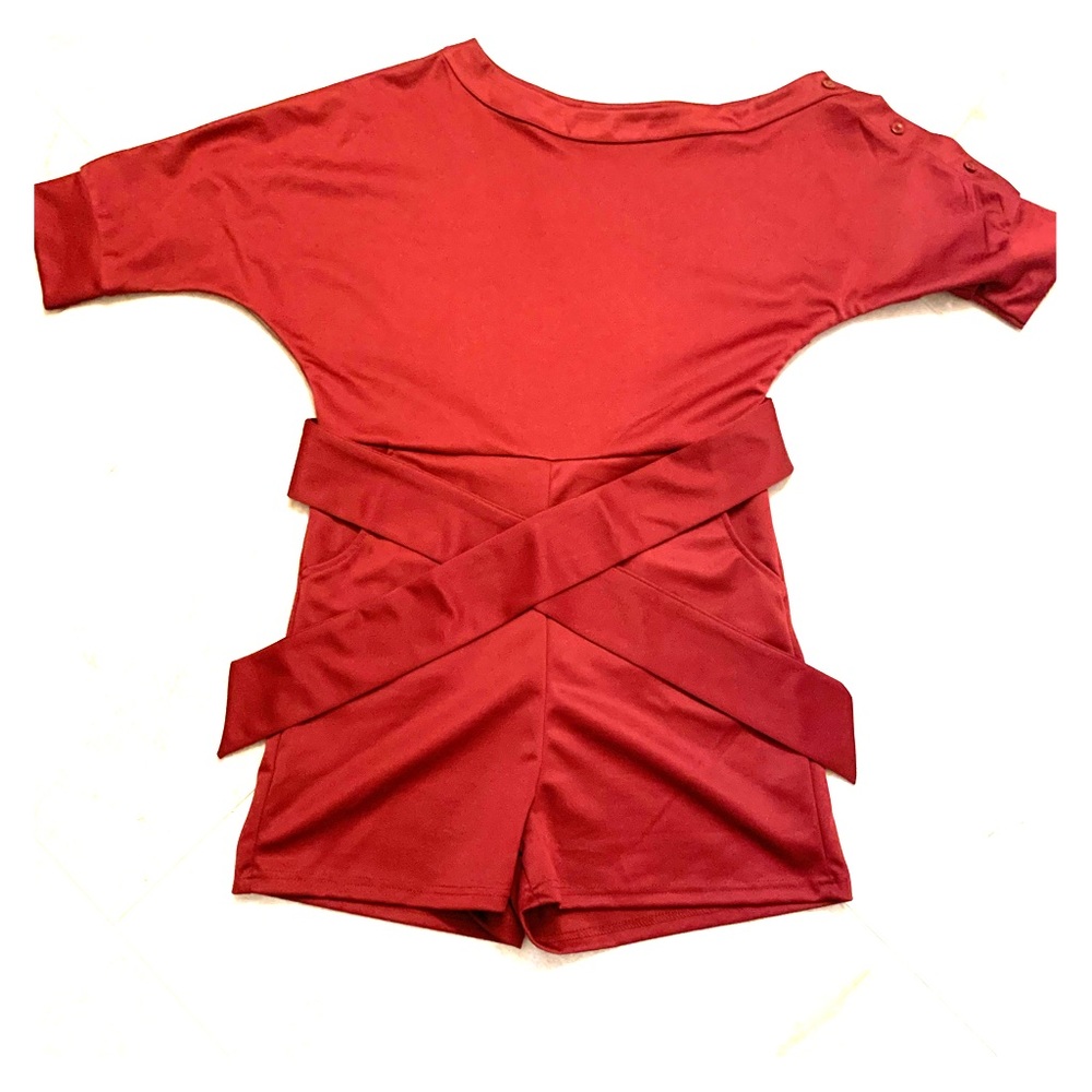 Burgundy off the shoulder Romper